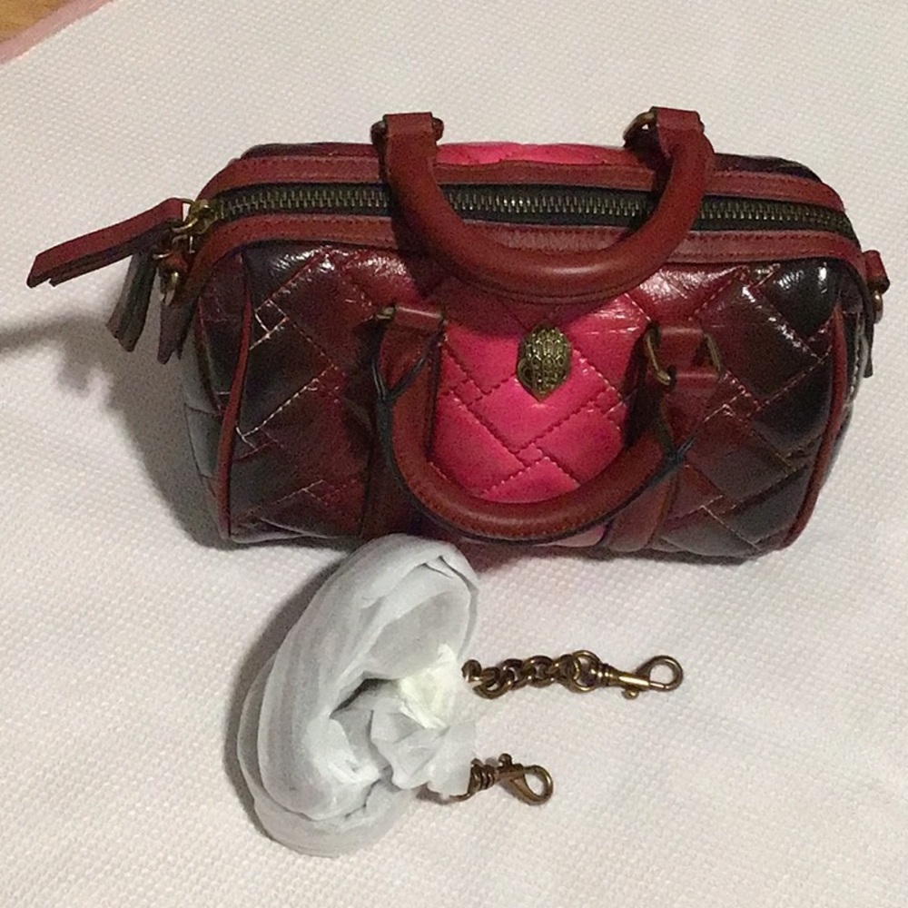 Kurt Geiger London Elegant Pink and Brown Quilted Handbag. New